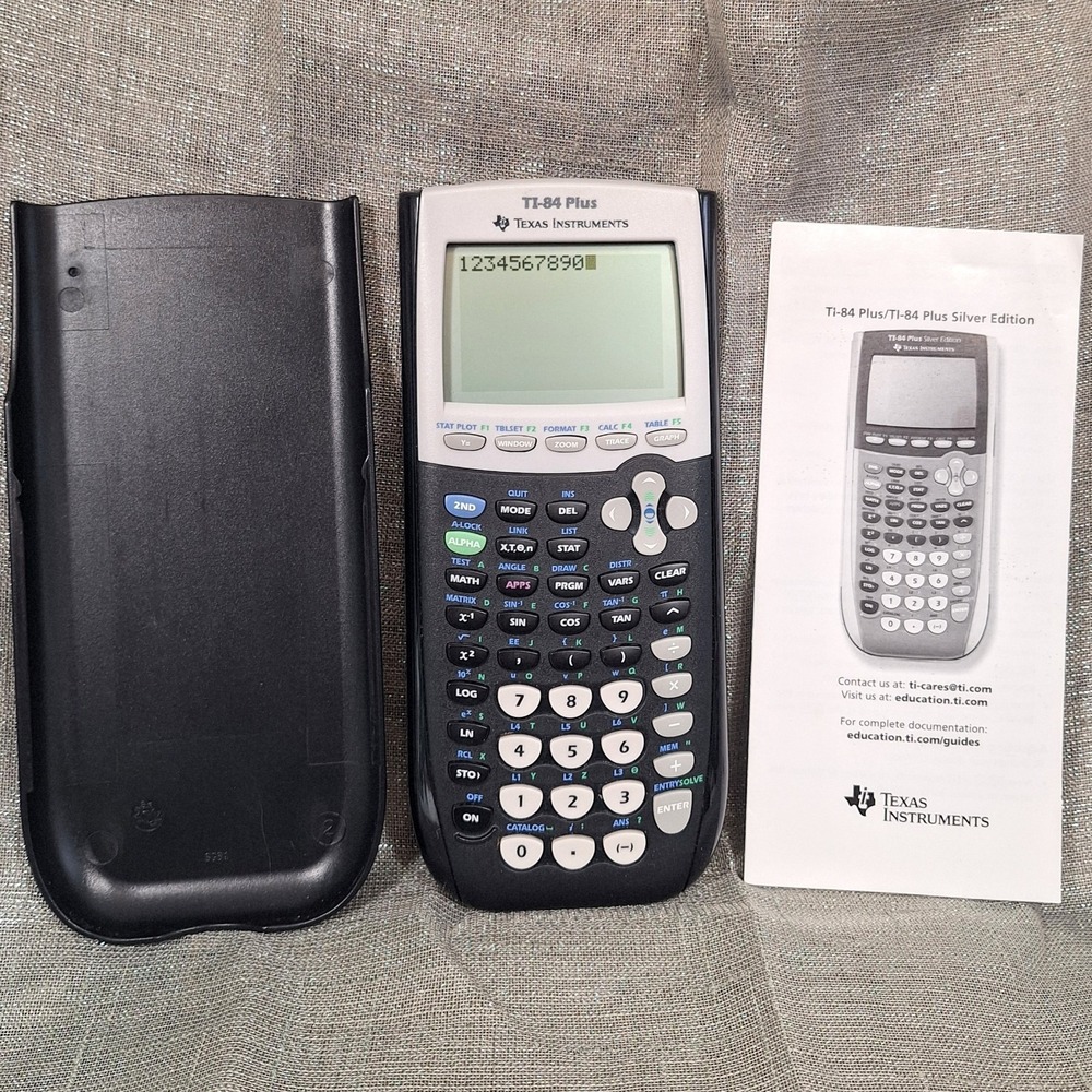 Texas Instruments TI-84 Plus Graphing Calculus Calculator Instr Book Cover Black
